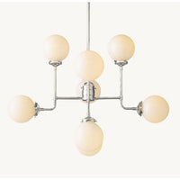 'Bistro' Nickel & Milk Glass Globe Chandelier by RH