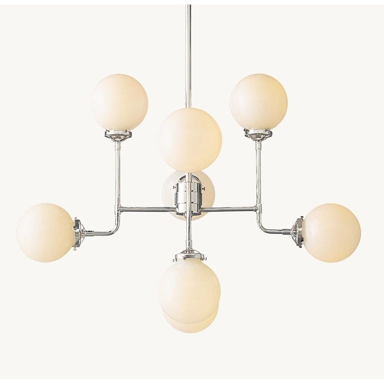 'Bistro' Nickel & Milk Glass Globe Chandelier by RH