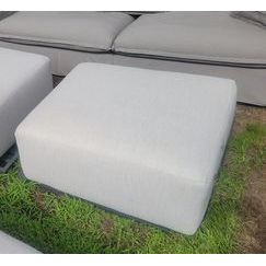 Pavona Aluminum Ottoman w/ Performance Textured Linen Cushion by RH