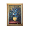 Blue Floral Still Life Oil Painting by L. Bobich in Gold Tone Frame