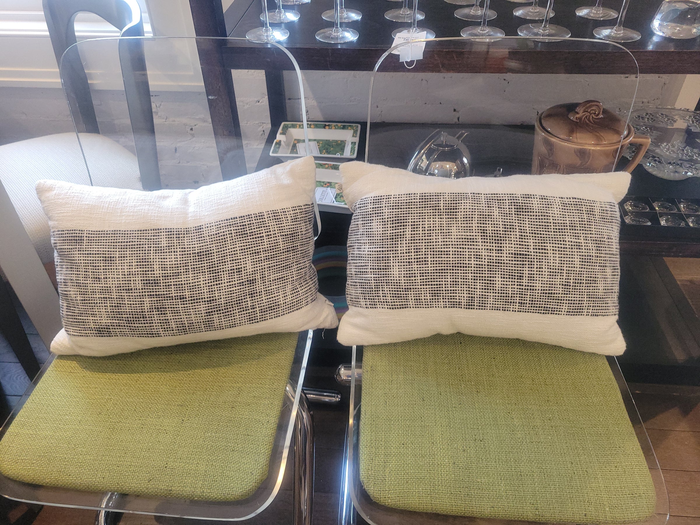 PAIR of Black & White Lumbar Pillows