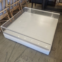 Custom Lucite / White Leather Coffee Table by Classic Gallery