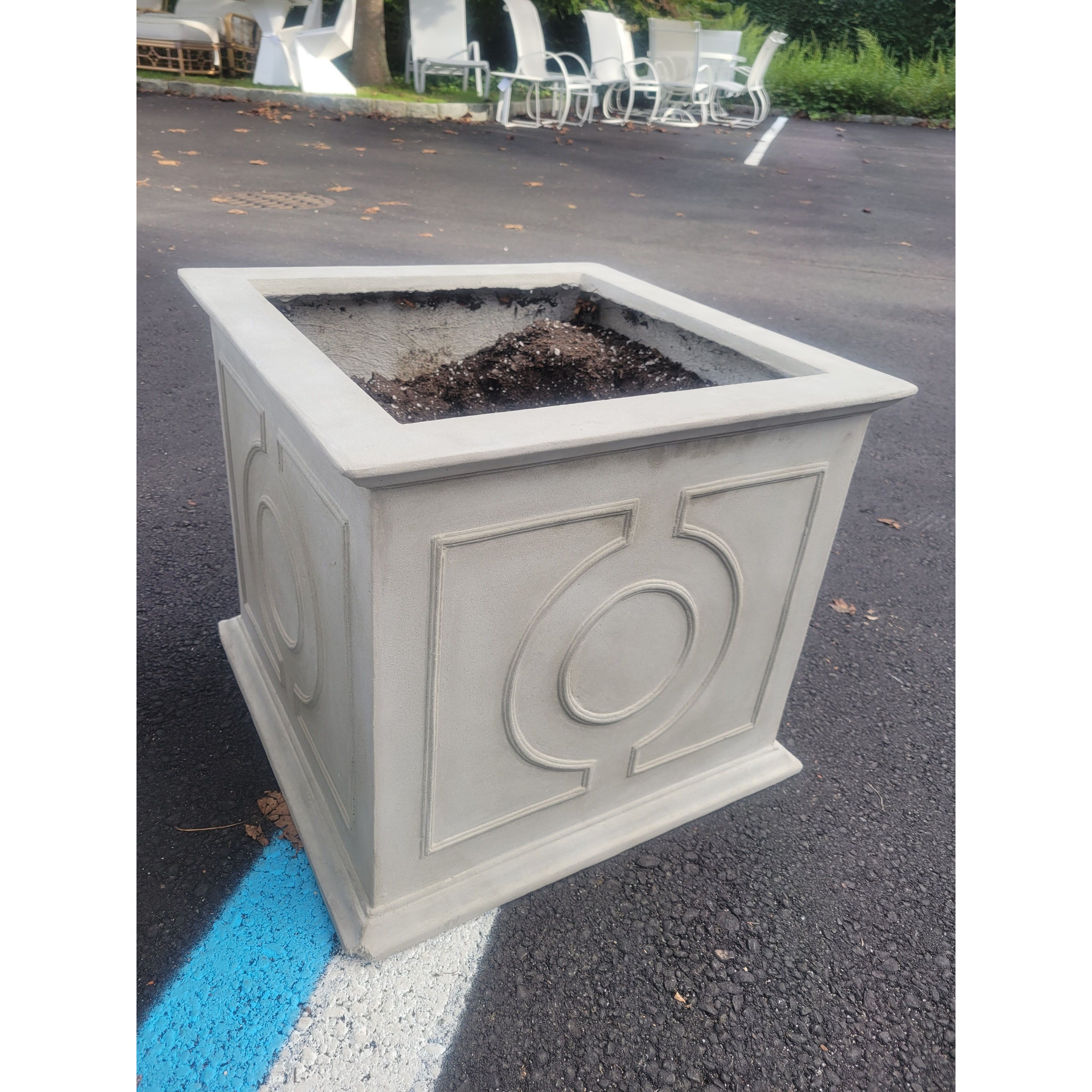 'Odera' Square Reconstituted Stone Planter by Made Goods - AS IS