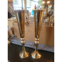 Pair of Rose Gold Trumpet Vases