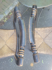 SET of 4 Antique Black Wood Hitchcock Chairs w/ Rush Seats (AS IS)