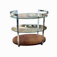 Gordon Glass & Chrome Tea Cart by Bassett Mirror Co.