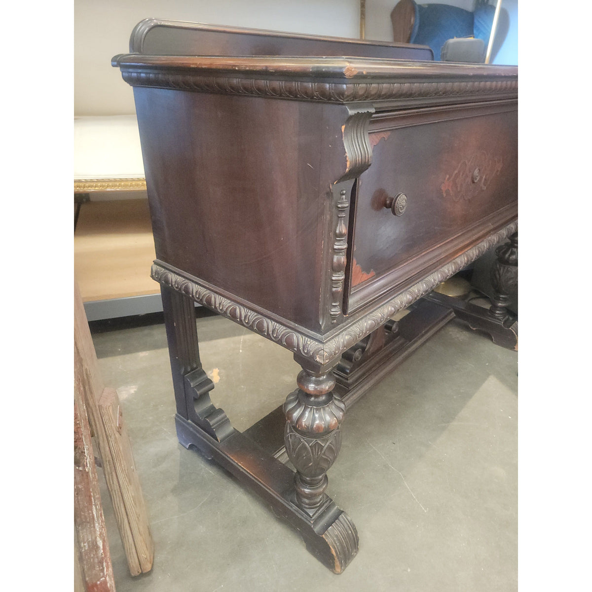 Antique Carved Wood Sideboard w/Drawer, Union Furniture, 45"L X 19""W X 37"H