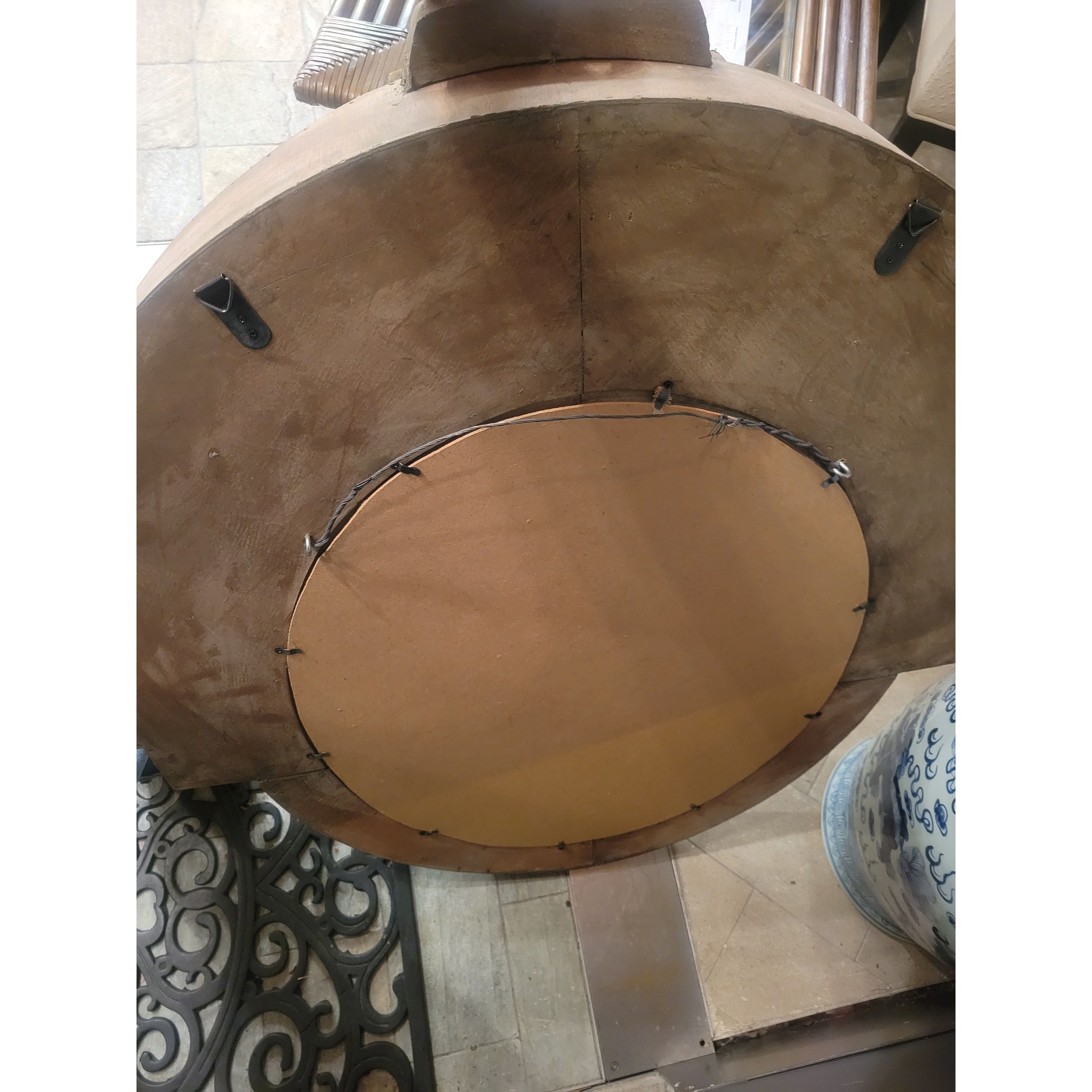 Vintage Salvaged Wood Oval Mirror