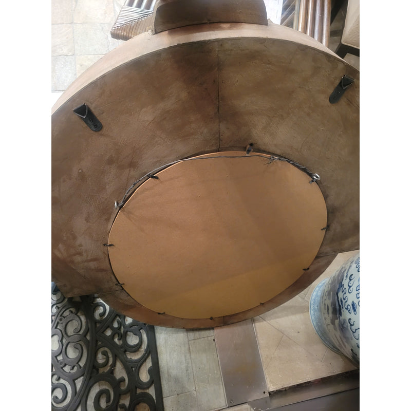 Vintage Salvaged Wood Oval Mirror