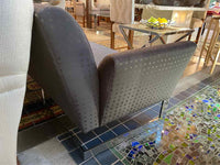 Gray Diamond Pattern Upholstered Sofa on Chrome Legs by Donghia (AS IS)