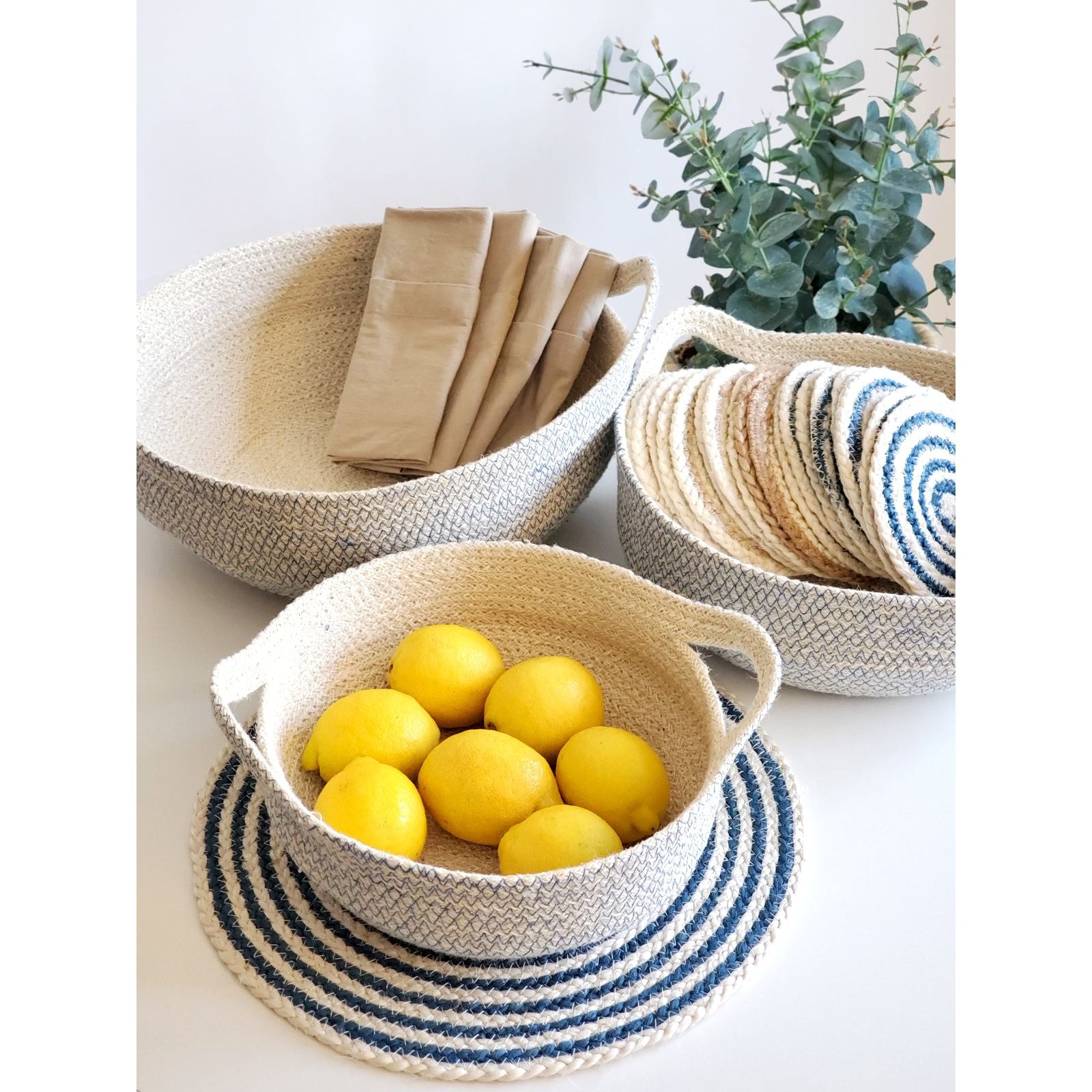 Kata Spiral Placemat - Blue (Set of 4) - colletteconsignment.com