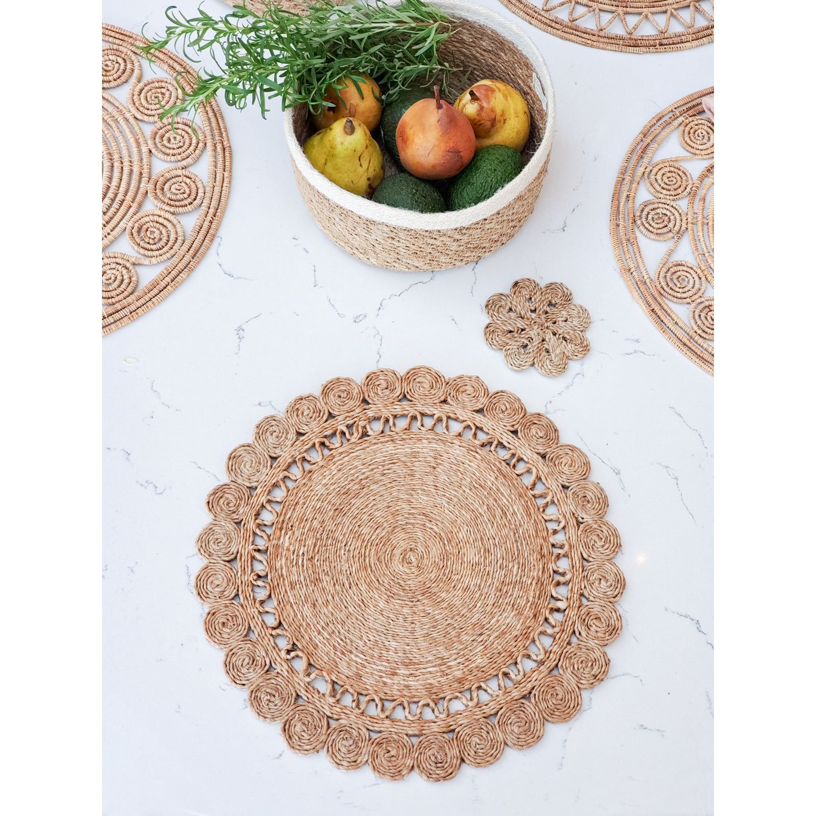 Jute Flower Placemat (Set of 2) - colletteconsignment.com