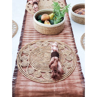 Tie Dye Cotton Table Runner - Brown - colletteconsignment.com