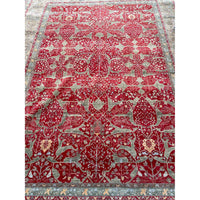 10' x 13.8' Turkish Green & Red Wool Rug
