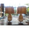 PAIR of Ceramic Table Lamps on Lucite Bases by Made Goods w/ Burlap Shades
