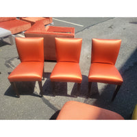SET of 3 Orange Vinyl Side Chairs - AS IS - colletteconsignment.com