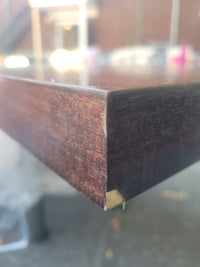 Dark Wood Dining Table w/ 6 Brushed Metal Legs - AS IS