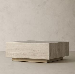 2ZCQEC9G - Easton Travertine Square Marble Coffee Table