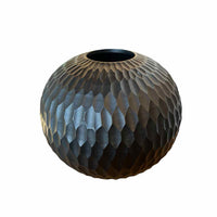 Black Carved Round Vase