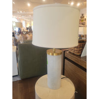 PAIR of White Stone Table Lamps by Homenature w/ Shades