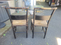 SET of 4 Antique Black Wood Hitchcock Chairs w/ Rush Seats (AS IS)