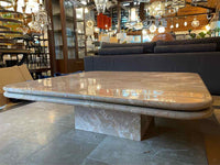 Vintage 4-ft Square Layered Marble Pedestal Coffee Table (AS IS)