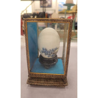Chinese Painted Egg in Silk & Glass Case