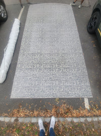 8' x 16' Abstract Blue Gray Low Pile Floor Runner