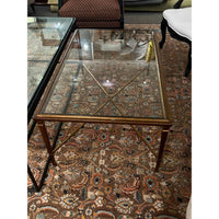 Rectangle Glass Top Coffee Table w/ Gold Leaf & Metal