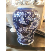 Floral Blue & White Porcelain Vase