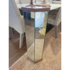 Mid-Century Hexagonal Mirrored Glass Display Pedestal w/ Wood Edge