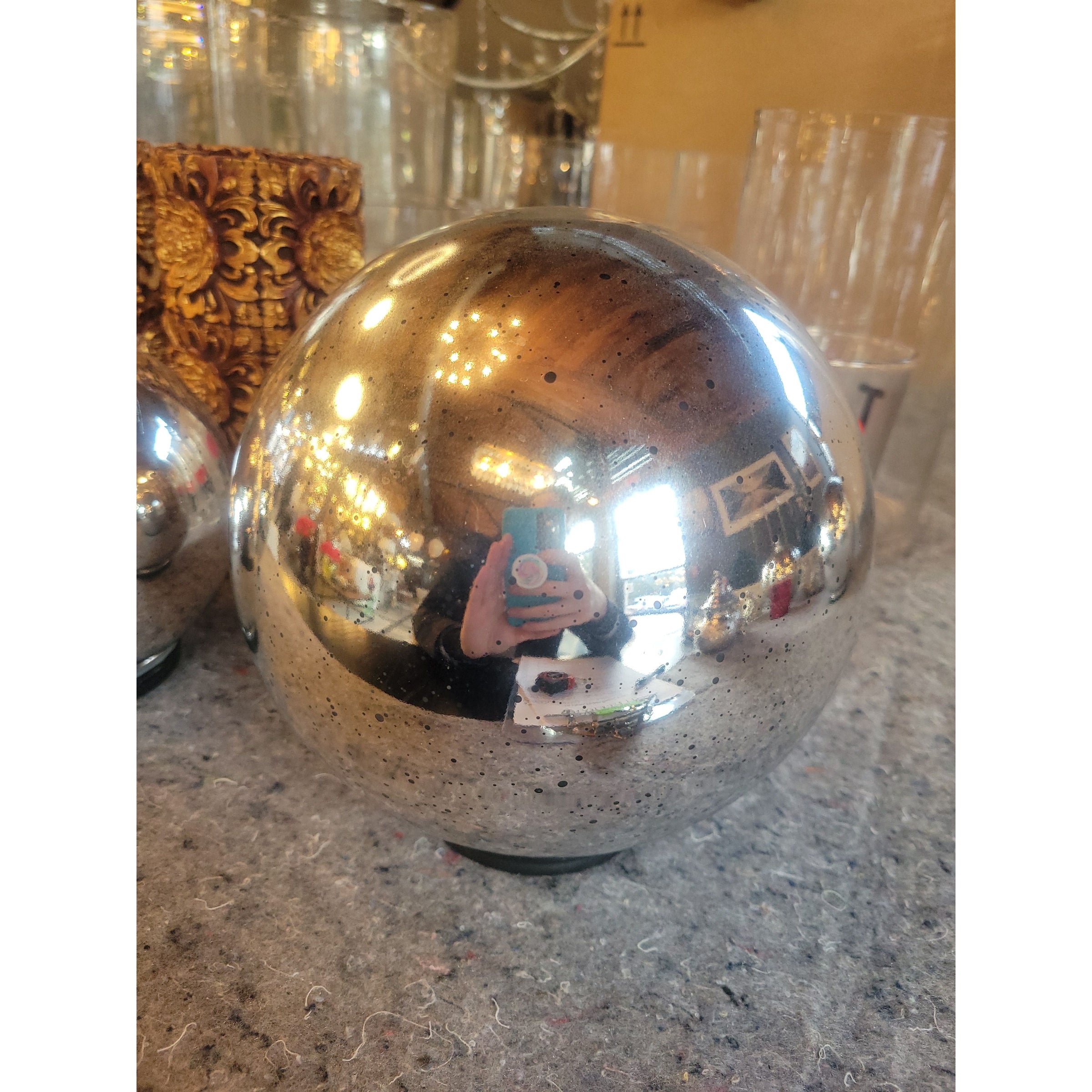 Large Mercury Glass Globe Light