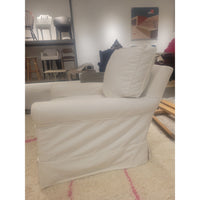 White Slipcover Roll Arm Chair (AS IS)