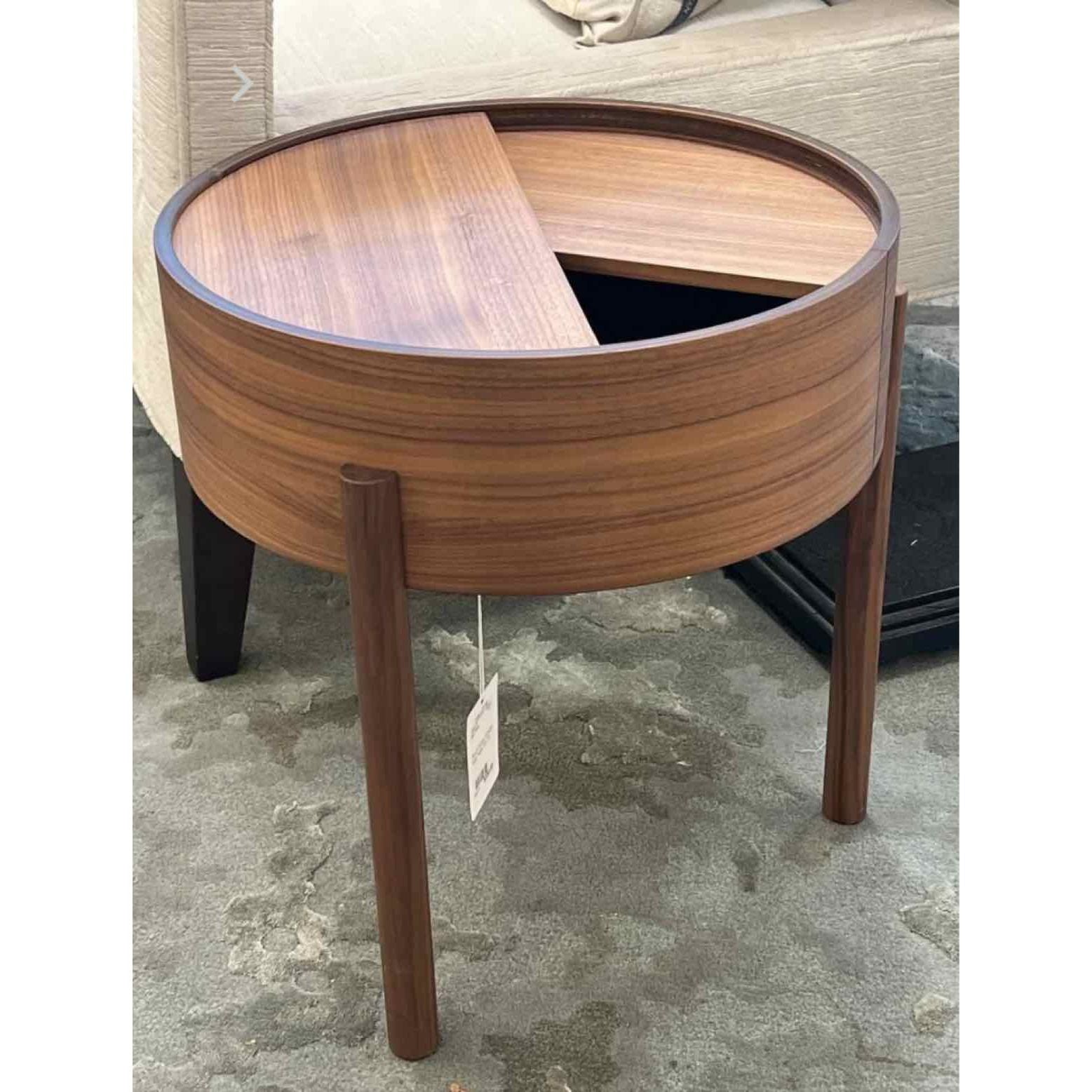 Woud Sliding Storage Side Table