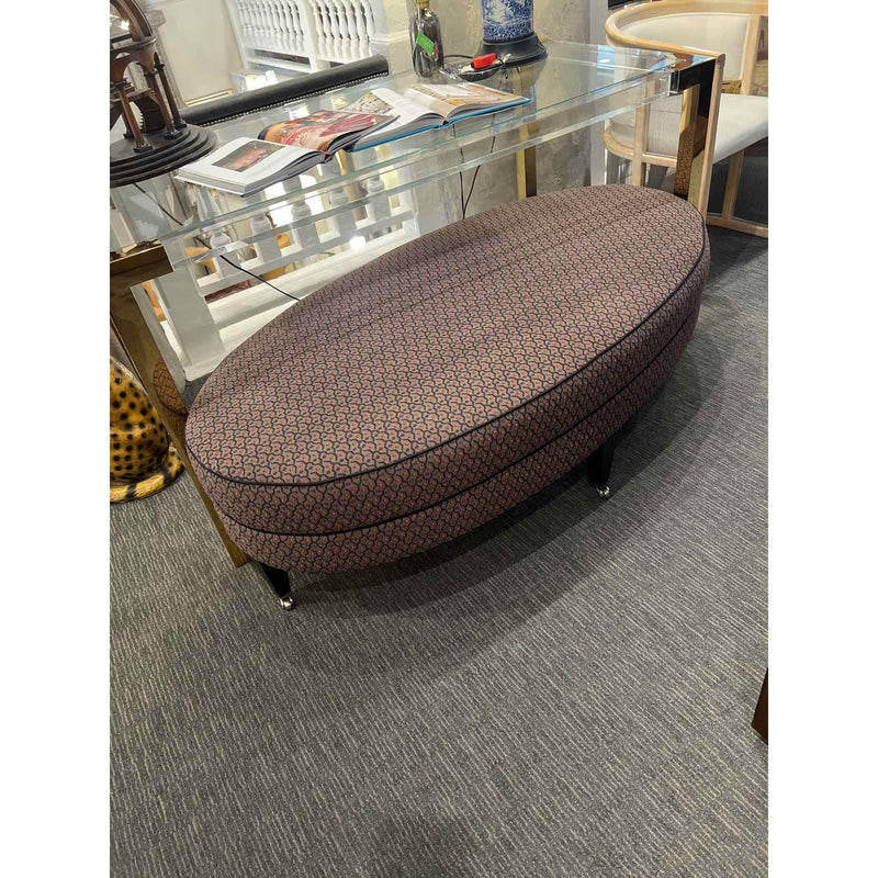 Large Charcoal Oval Cocktail Ottoman