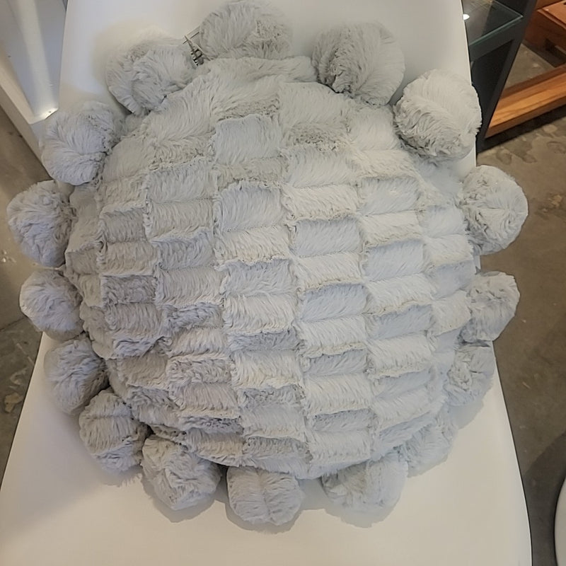 Gray Plush Pompom Round Pillow