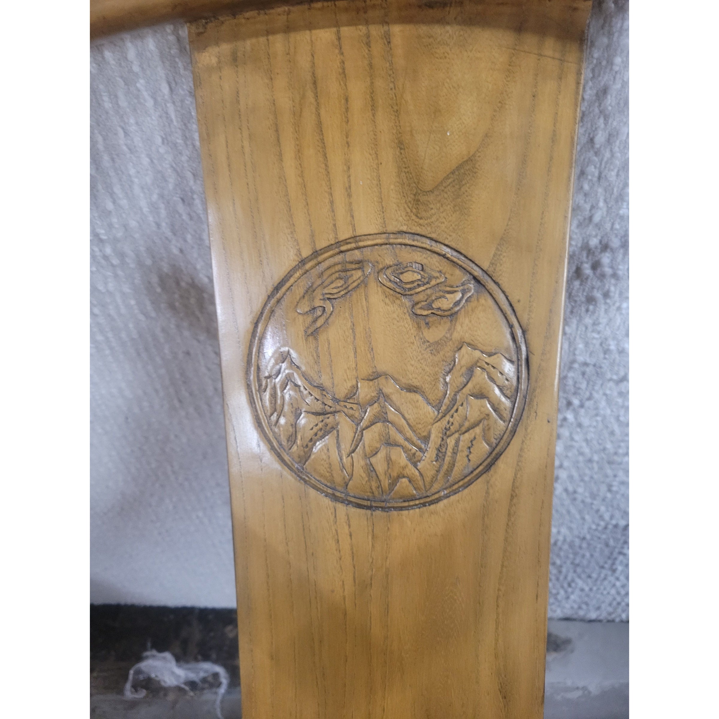 PAIR of Vintage Ming Style Wood Horseshoe Back Arm Chairs w/ Nature Medallions