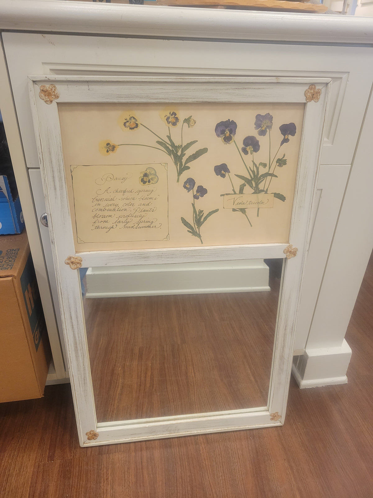 Pansy Painted Tremeau White Wood Wall Mirror