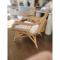 PAIR of Venice Rattan Chairs w/ White Cushions by Serena & Lily