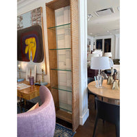 Custom Hand-Made Mother of Pearl Inlay Aged Teak Wood & Glass Etagere by Andria