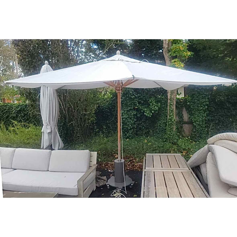 9.5-ft Square Umbrella by Santa Barbara w/ Rolling Metal Stand by Sutherland