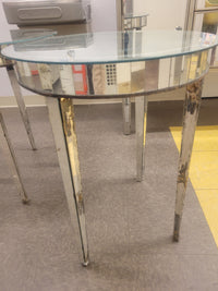 PAIR of Vintage Mirrored Glass Side Tables (AS IS)