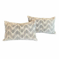 Pair of Customer Designed Rectangle Gray/White Pillows with Geometric Pattern