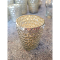 Pair of Small Hexagonal Mercury Glass Candle Holders