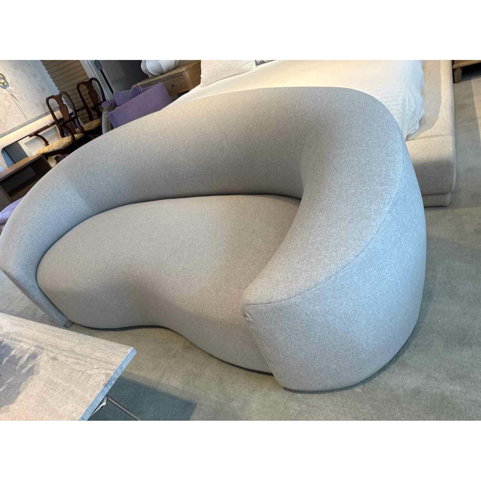 Damaged Curved Sofa in Merino Heather Grey 80"L x 36.5"W x 30"H (Retail @$5,340)