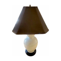 Vintage White Porcelain Table Lamp w/ Black Shade