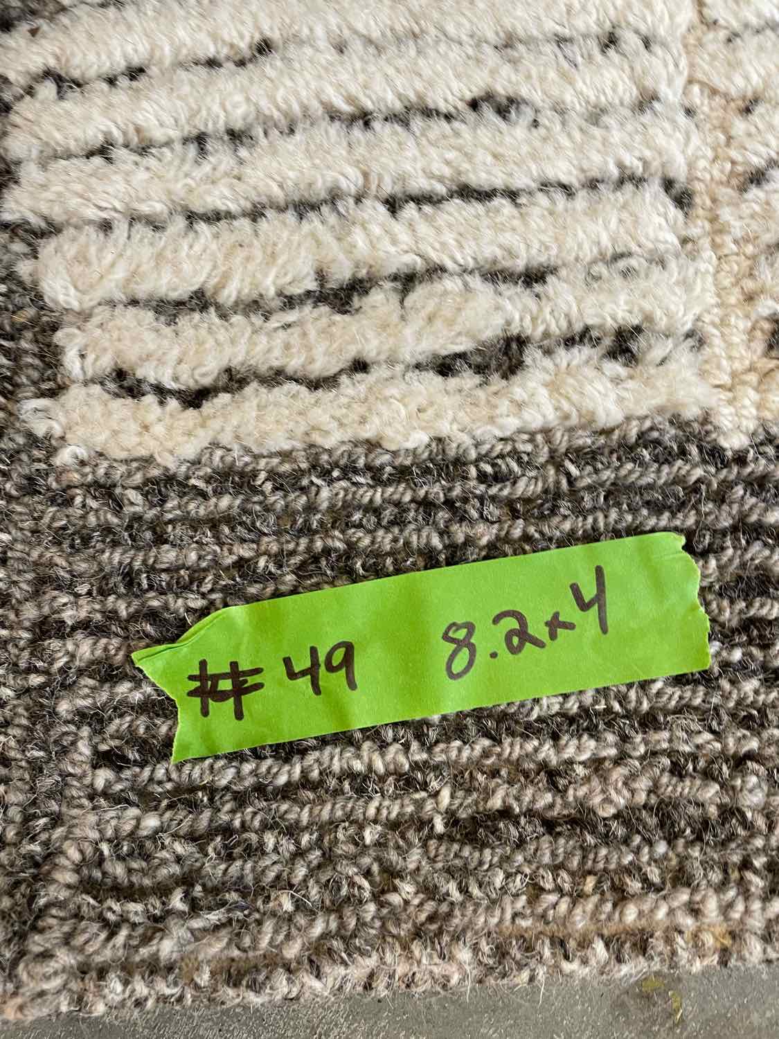 4' x 8.2' Beige Wool Rug w/ Gray Border #49
