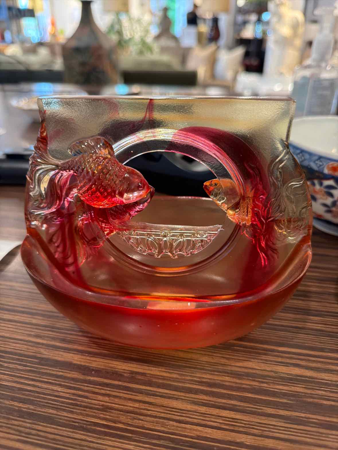 Decorative Art Glass Bowl by TITTOT 5.5"L x 4"D x 5"H