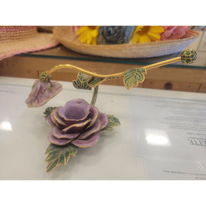 NYCO Cloisonne Enamel Rose Candlestick Holder w/ Snuffer