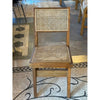 SET of 4 Acacia Wood & Rattan Cane Dining Chairs